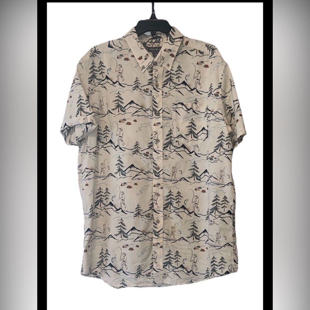 Eddie Bauer men's TXL Baja Camp Shirt SS buttonUP camping fishing outdoors EUC